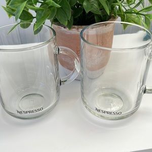 SOLD -  SOLD!! Two Nespresso Clear Glass Coffee Mugs France